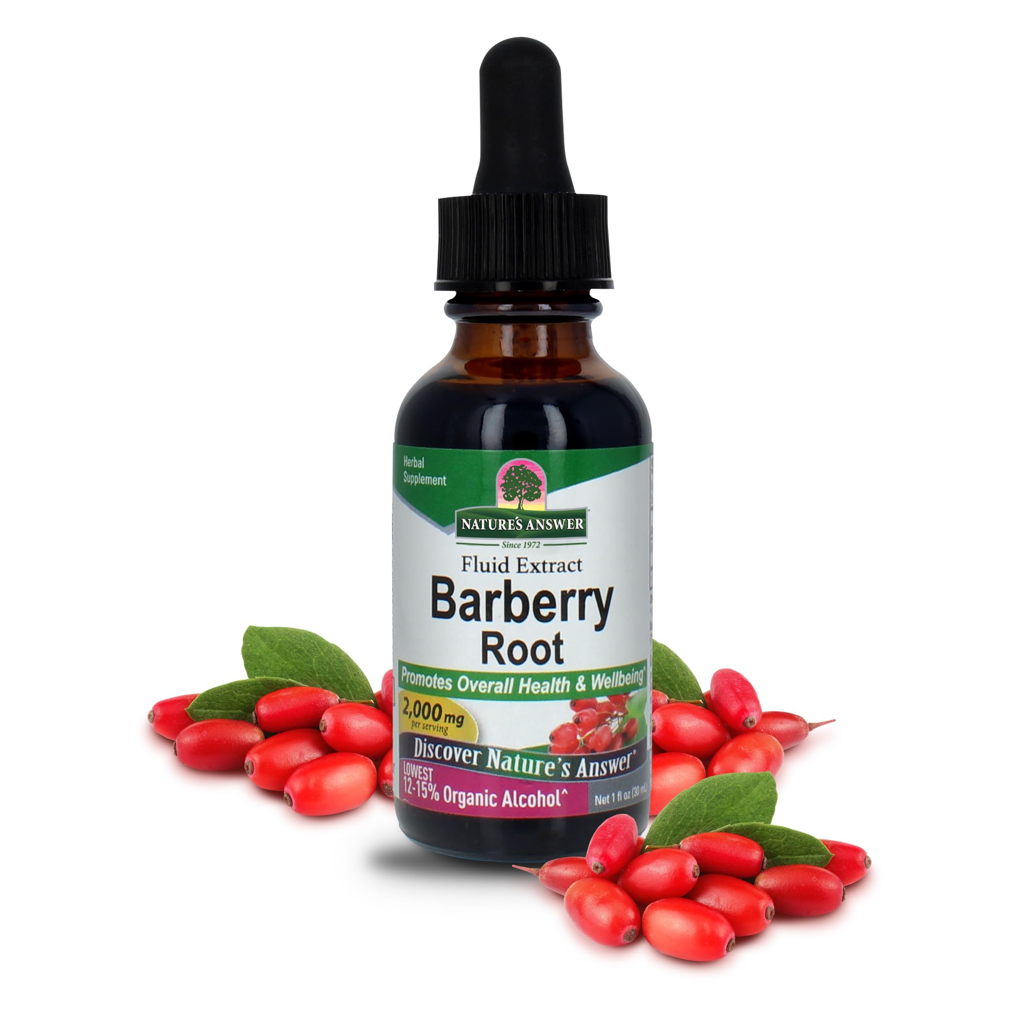 Bottle of Nature's Answer Barberries Organic Barberry Root Tincture, 1 oz