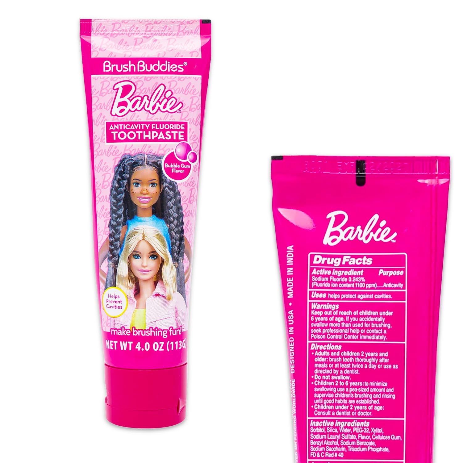 Tube of Barbie toothpaste included in the kit