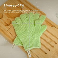 Bare Botanics gloves ready for scrubbing with body scrub.