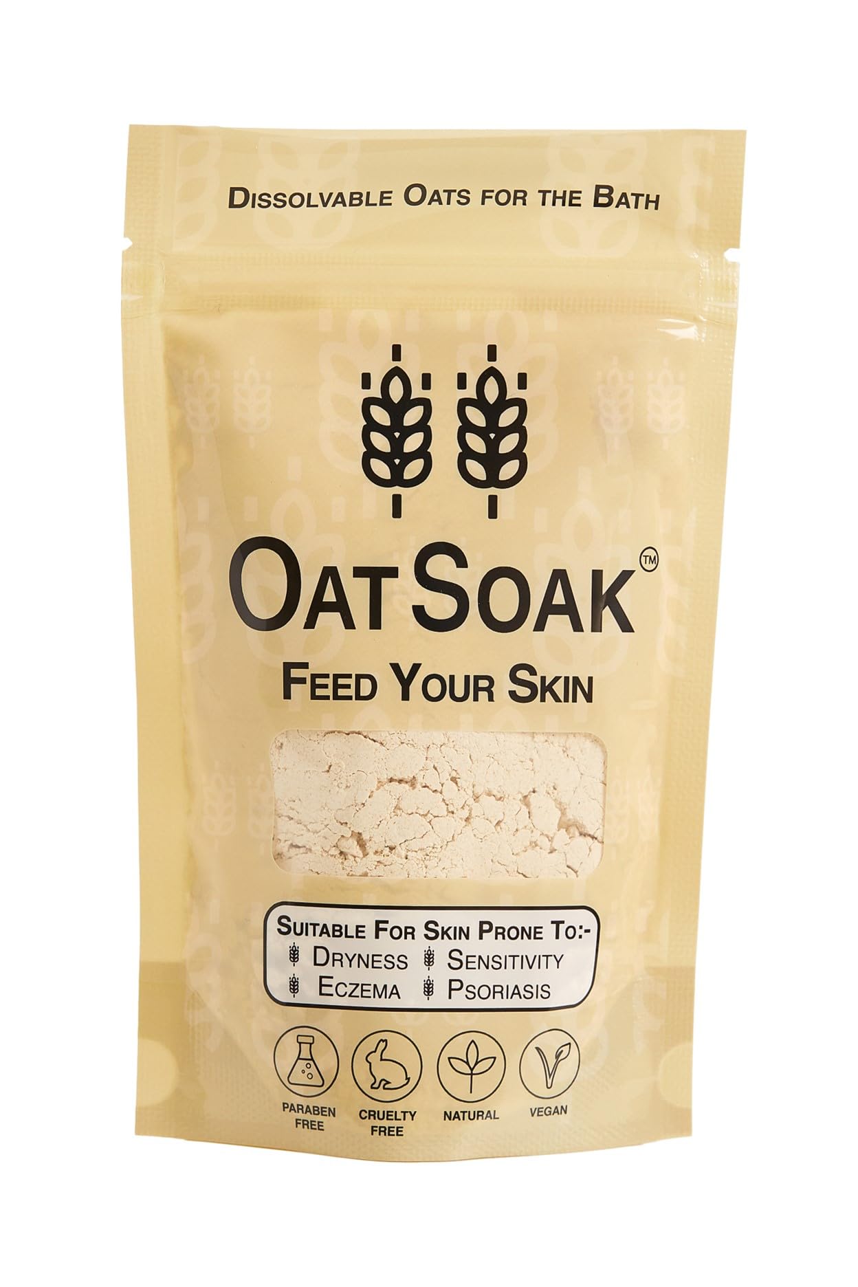 Bare Boutique OatSoak packaging closeup showing fragrance-free natural formula