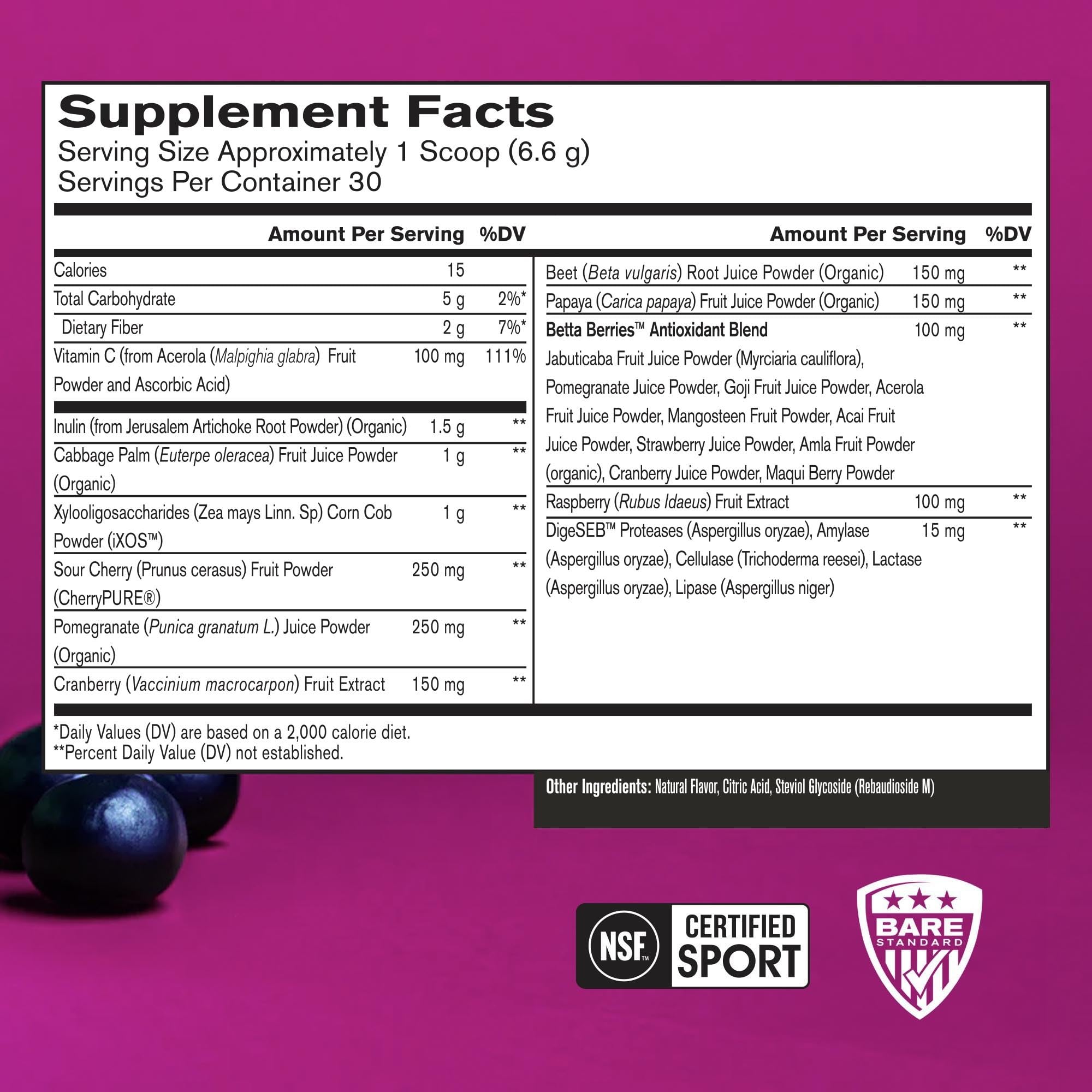 Beet juice and blueberry visuals emphasize vibrant color and wellness benefits.