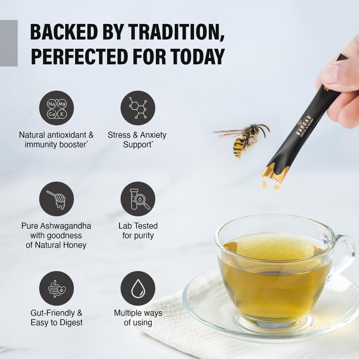 Organic honey with KSM-66 Ashwagandha label
