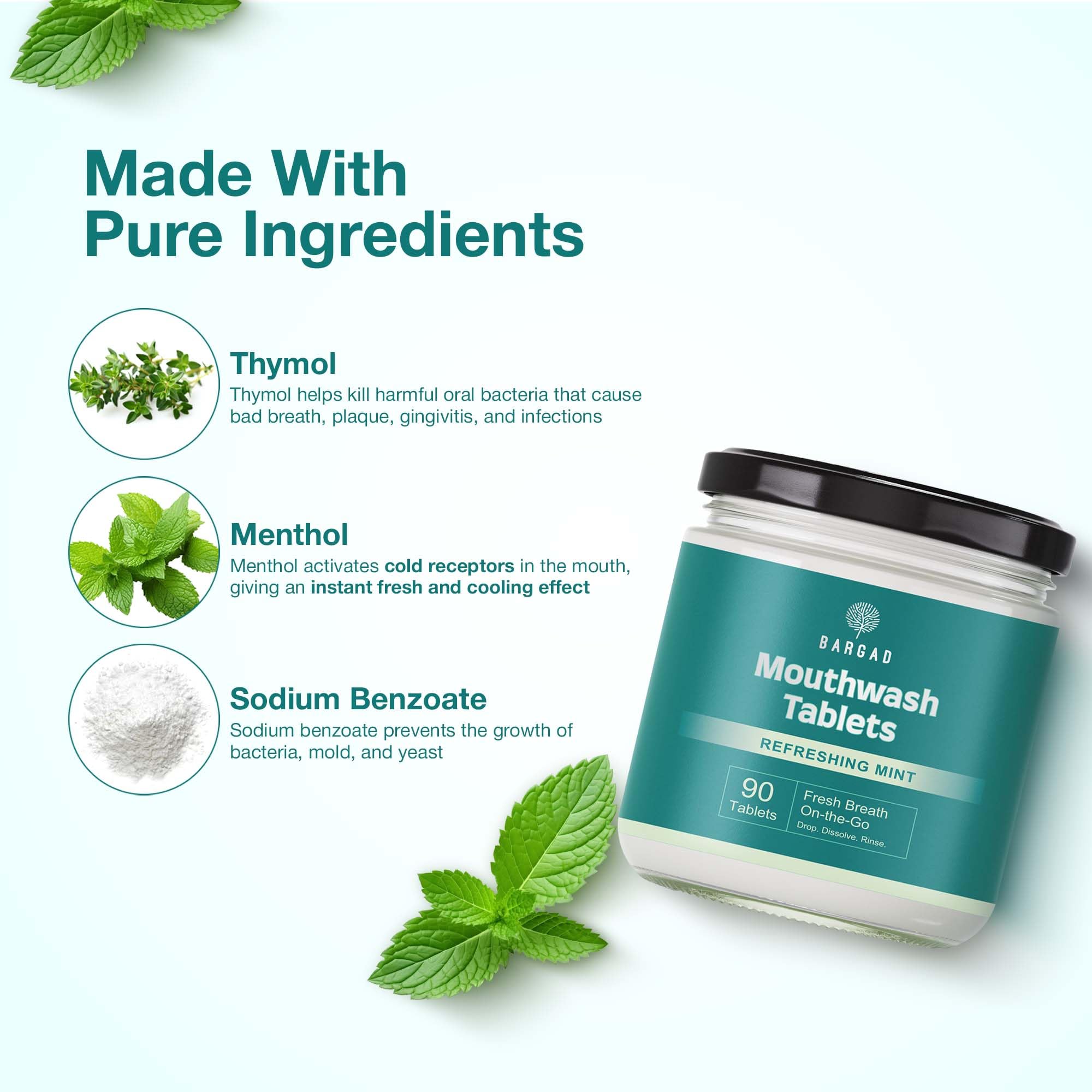 Alcohol-free Bargad Mouthwash Tablets gentle on gums