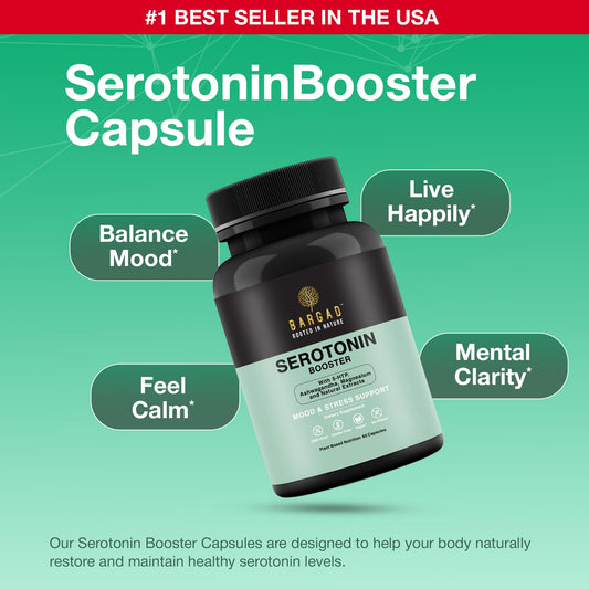 Ingredients include 5-HTP and L-Tryptophan for serotonin support