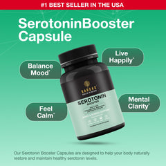 Ingredients include 5-HTP and L-Tryptophan for serotonin support
