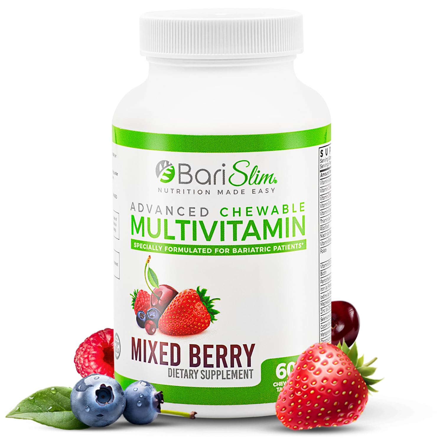 BariSlim Advanced Chewable Bariatric Multivitamin bottle front view