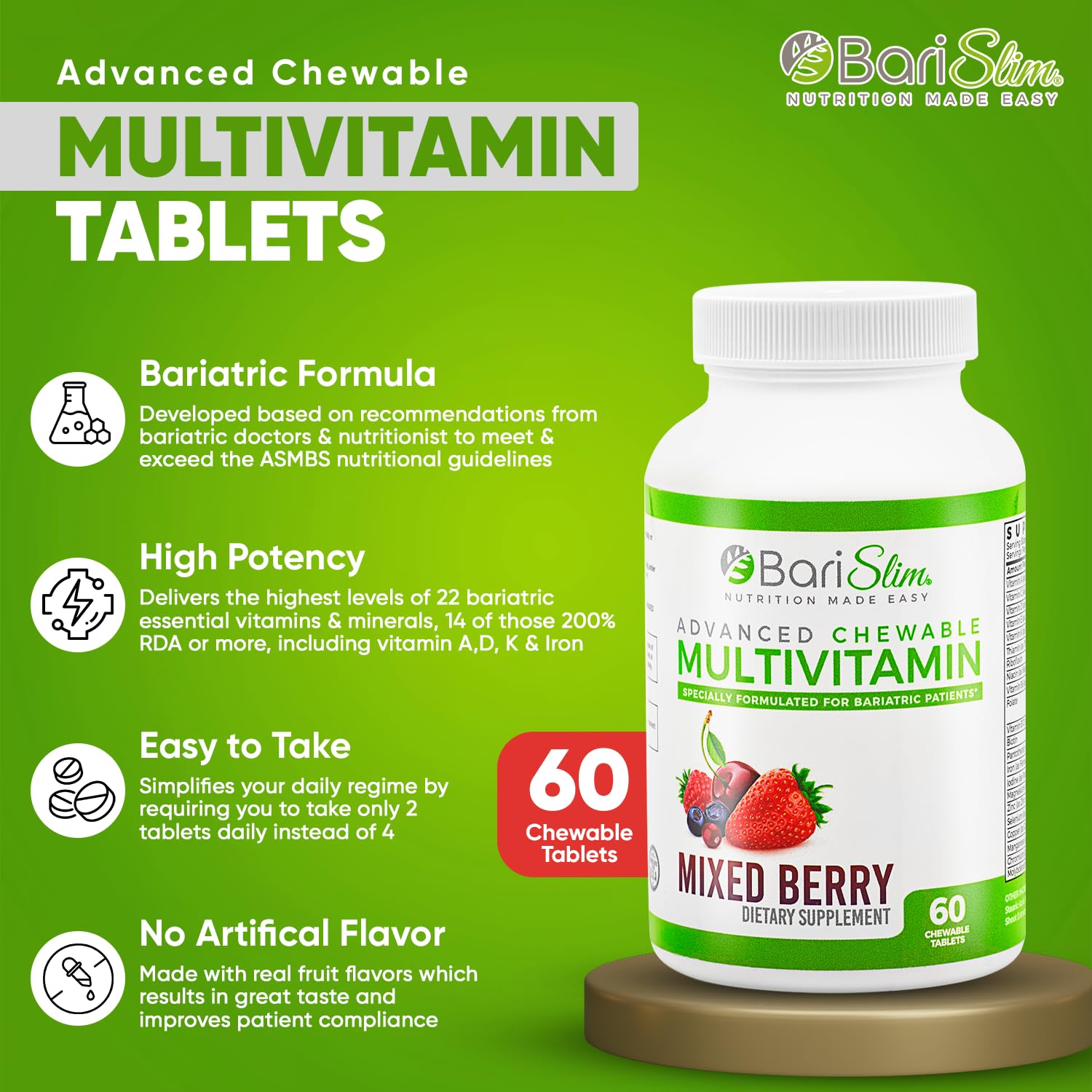 Chewable mixed berry BariSlim vitamins