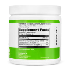 Unflavored calcium citrate powder dissolving in water
