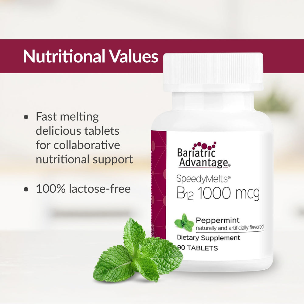 90-count bottle of Bariatric Advantage B-12 Speedy Melts
