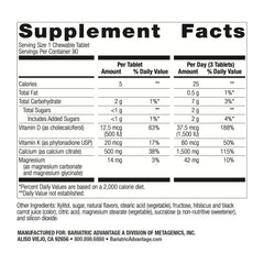 Close-up of chewable calcium citrate tablets showing 500 mg each