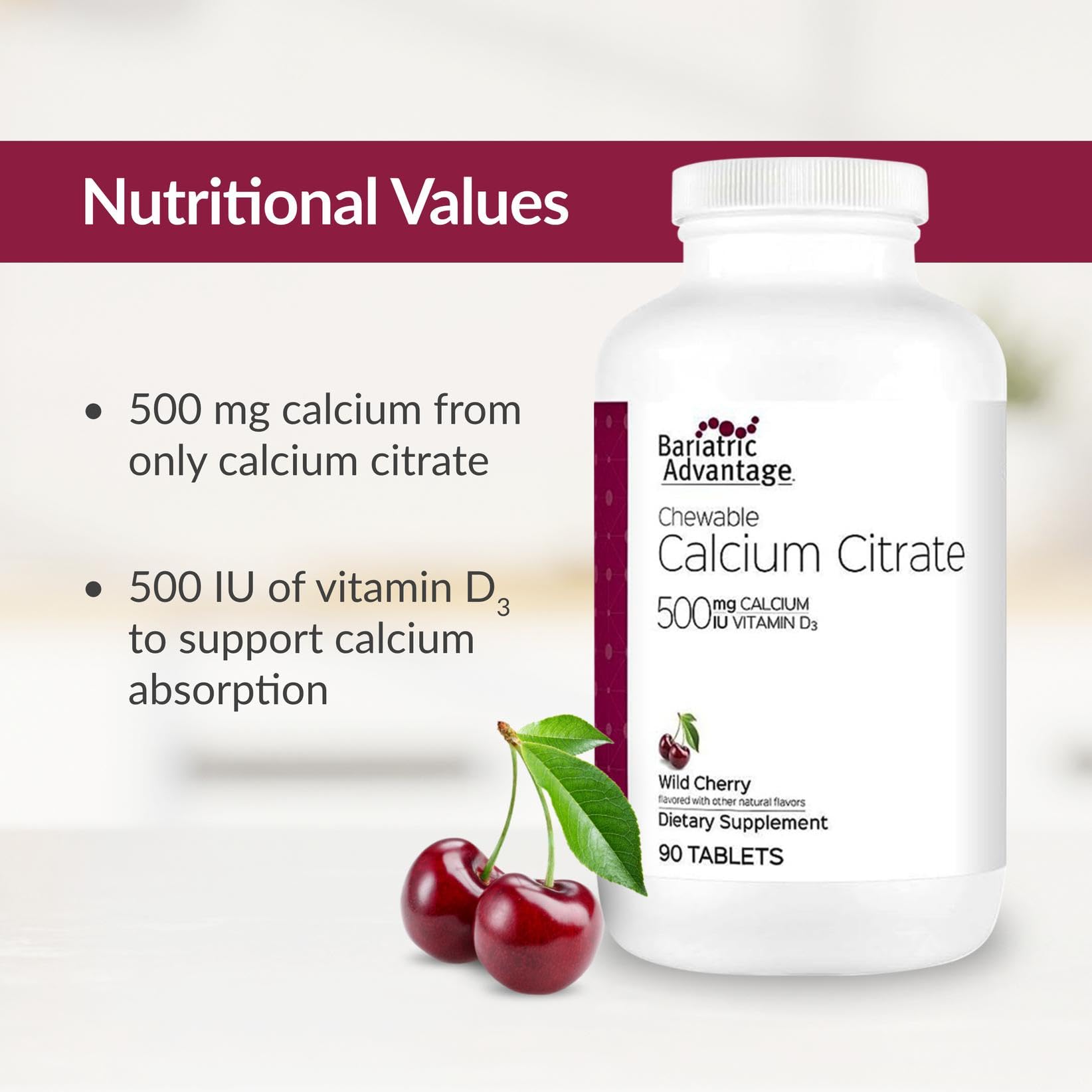 Calcium citrate chewables with vitamin K and magnesium glycinate icons