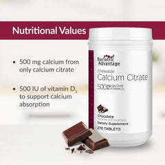 Chewable calcium citrate tablets designed for post-gastric bypass use