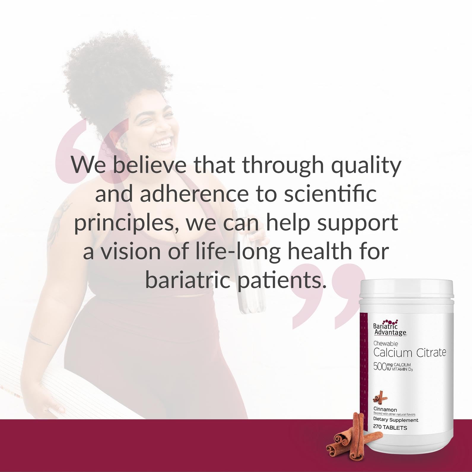 Chewable calcium citrate 500 mg tablet for bariatric patients