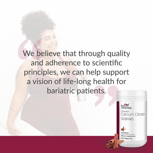 Chewable calcium citrate 500 mg tablet for bariatric patients