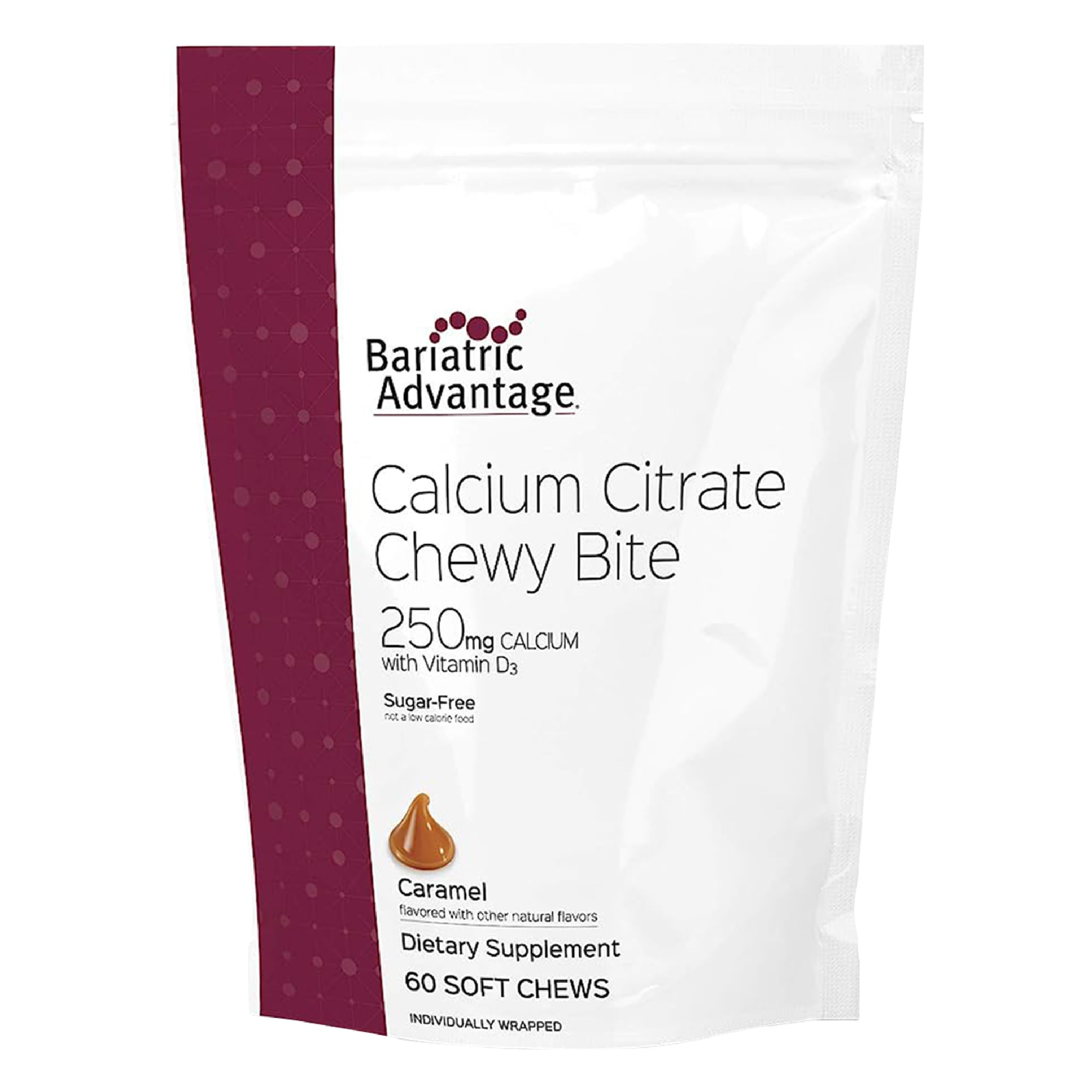 Packaging of Bariatric Advantage Calcium Citrate Chewy Bites caramel flavor, 60 count