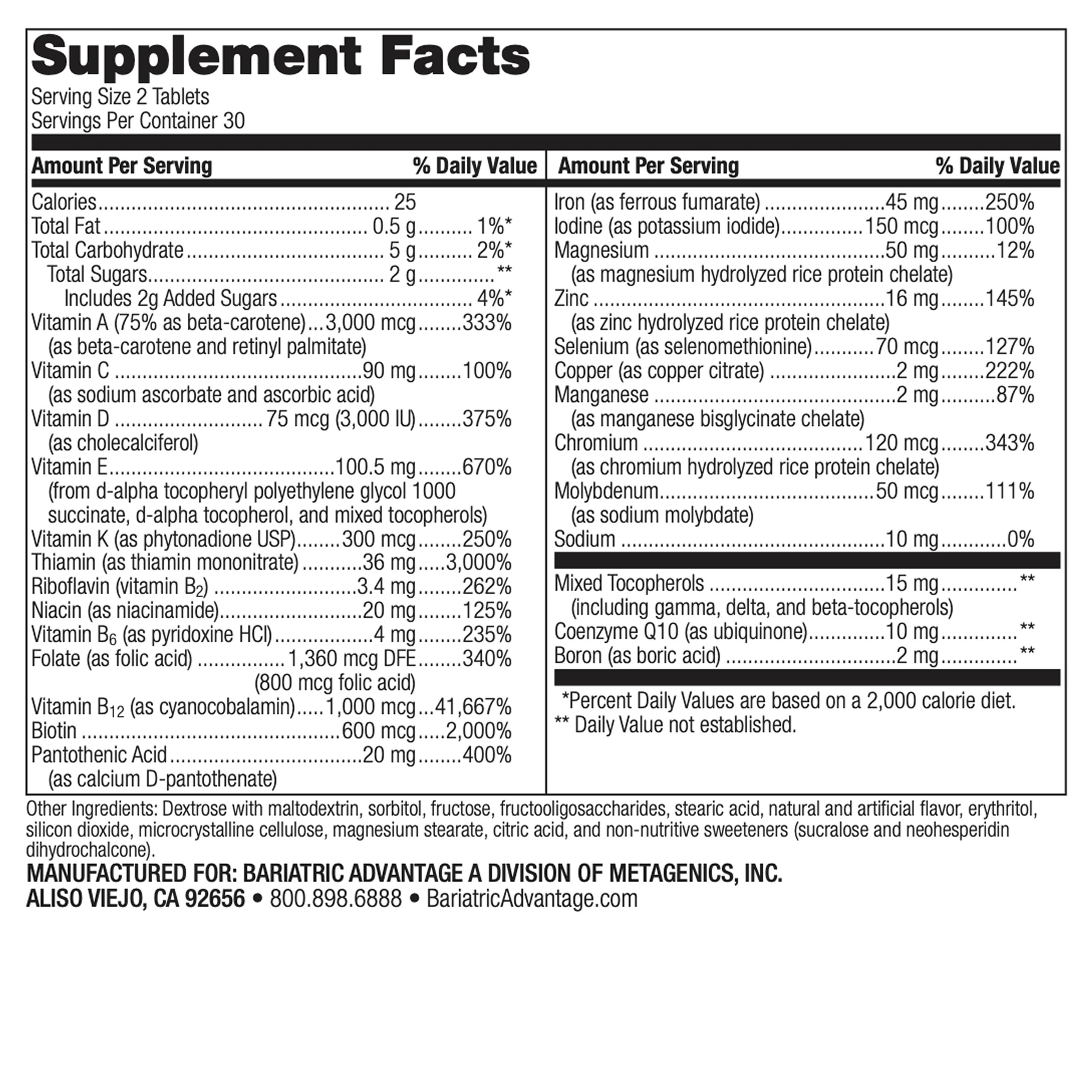 Bariatric Advantage Chewable Advanced Multi EA strawberry tablets ready for easy daily intake.