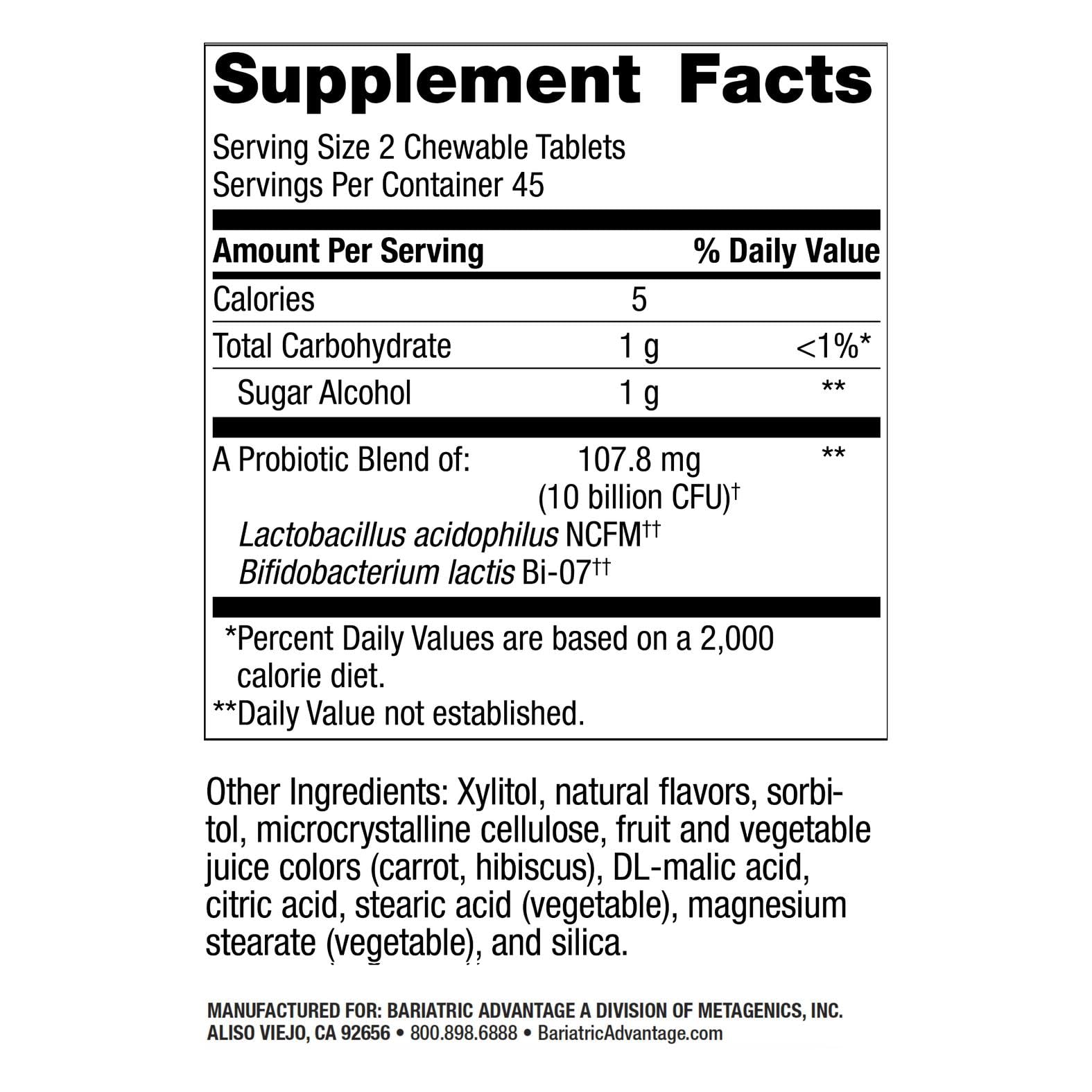 FloraVantage tablet closeup shows convenient chewables for daily use.
