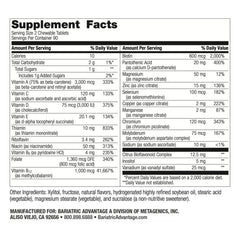 Side view of Bariatric Advantage orange chewable multivitamin bottle
