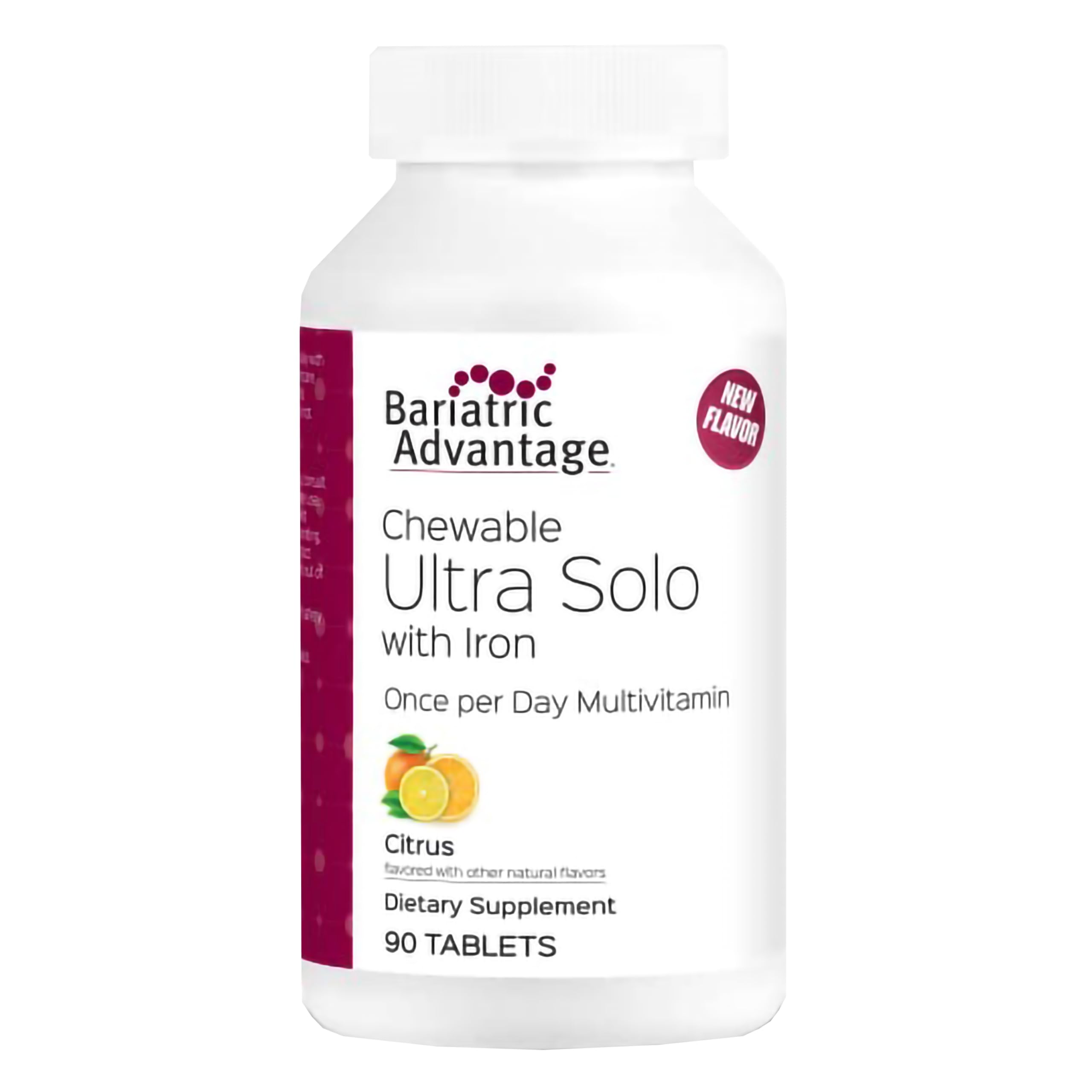 Bottle of Bariatric Advantage Chewable Ultra Solo with Iron – 90 tablets