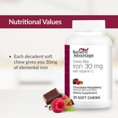 Chewy bite on-the-go snack with iron and vitamin C