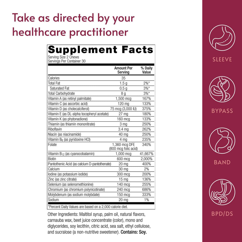 Bariatric Advantage chewable multivitamin in daily routine context.