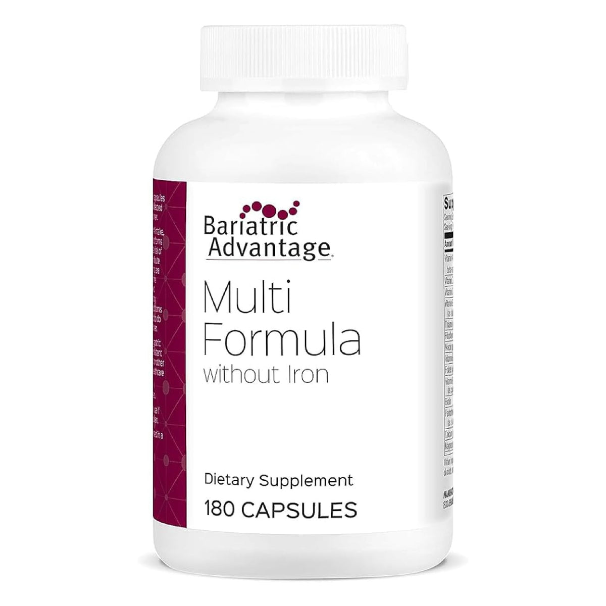 Front of Bariatric Advantage Multi Formula without Iron 180-cap bottle