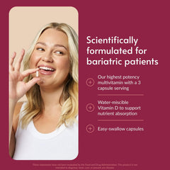 Bottle back label of Bariatric Advantage Ultra Multivitamin with Iron - 90 count