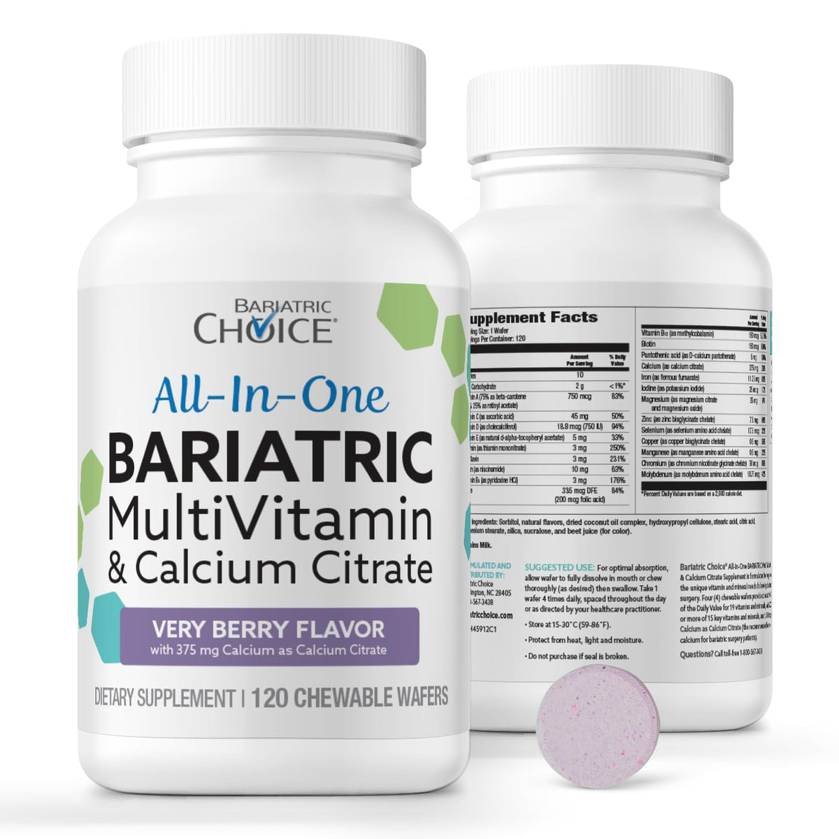 Bariatric Choice All-in-One Chewable Bariatric Multivitamin bottle – Very Berry 120ct