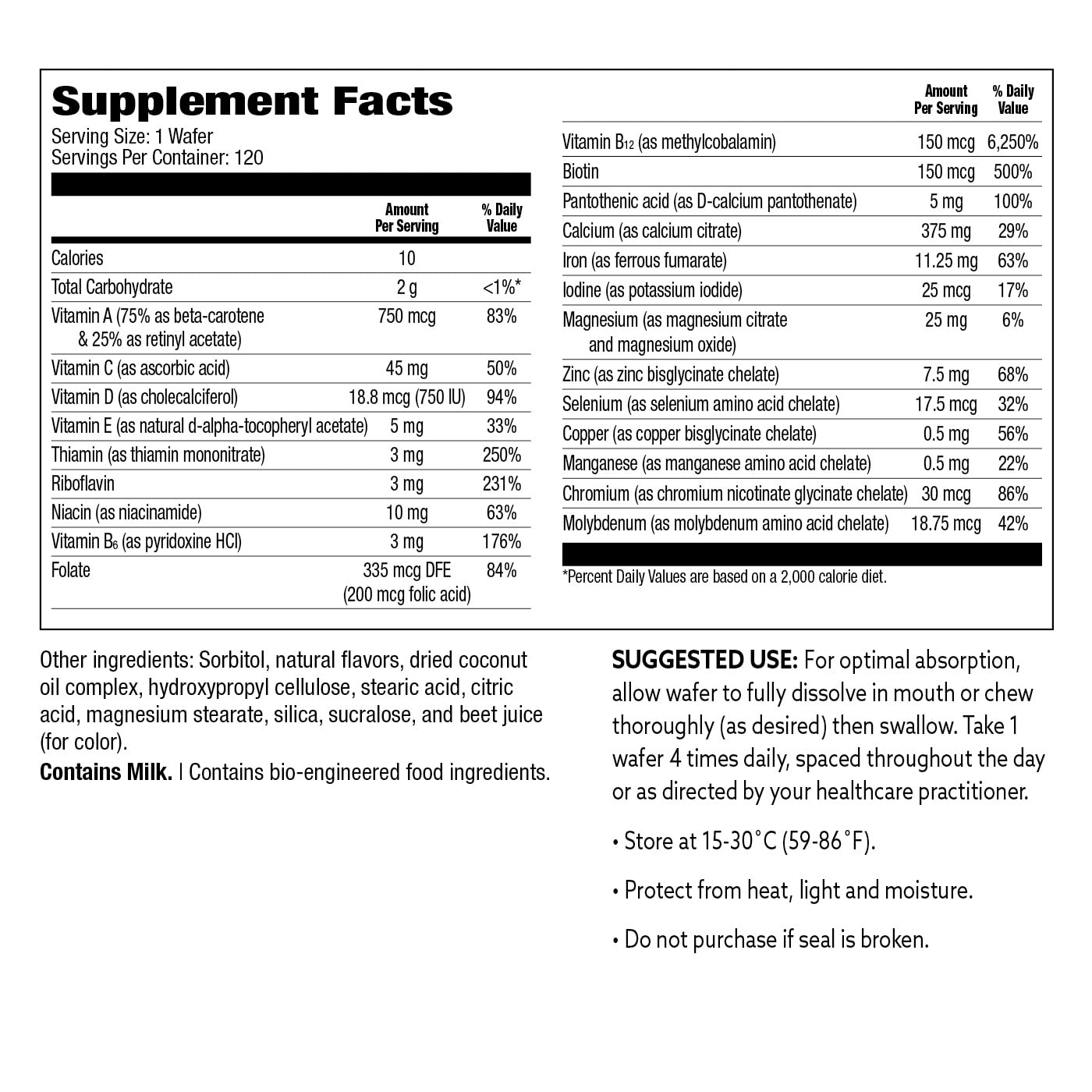 Post bariatric surgery support with essential vitamins and minerals