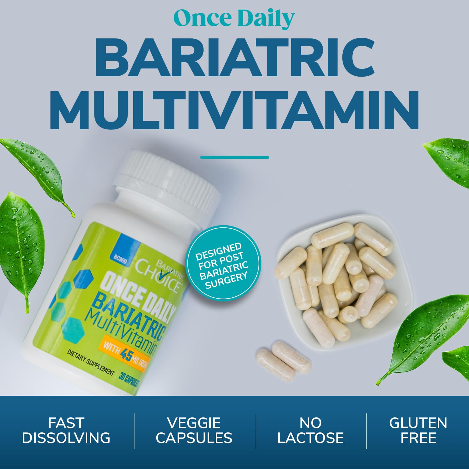 Gluten-free and lactose-free Bariatric Choice multivitamin label