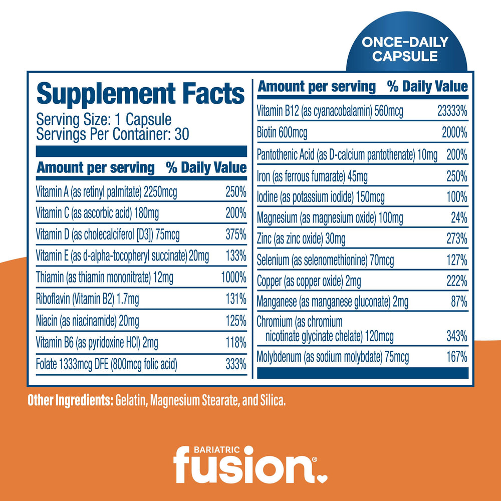 Easy-to-swallow bariatric vitamin capsule