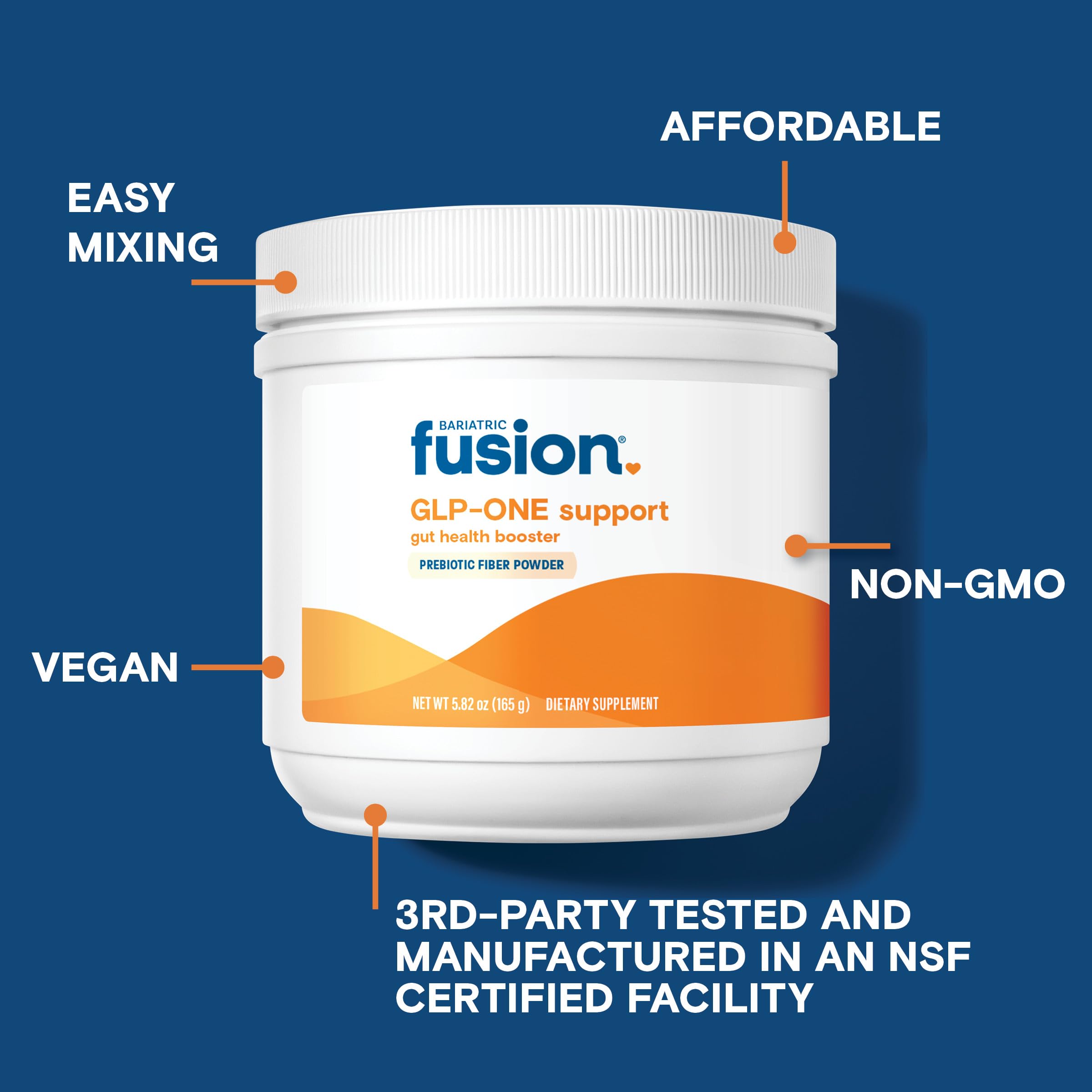 Unflavored prebiotic fiber powder for digestion and satiety