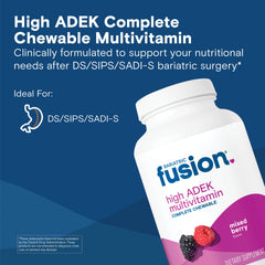 Bariatric Fusion multivitamin bottle front label highlighting USA-made and gluten-free benefits.