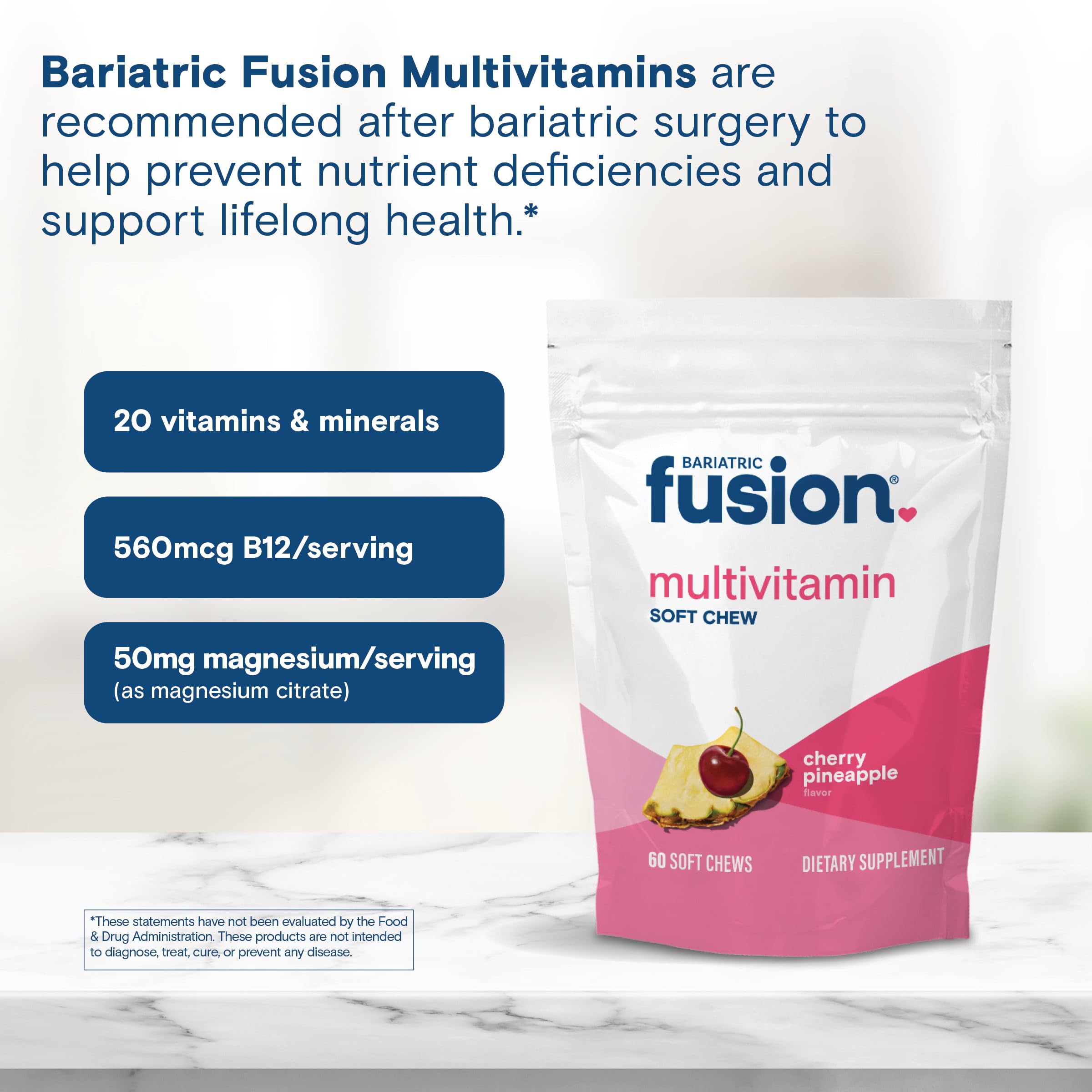 Ingredient panel of Bariatric Fusion bariatric multivitamin soft chews
