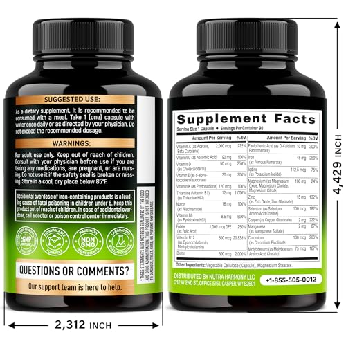 Bottle label highlighting 45 mg iron content