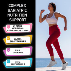 Gluten-free and non-GMO labels on the bariatric vitamin packaging