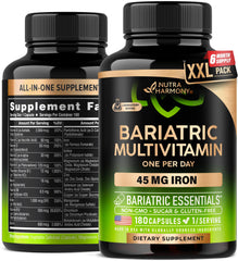 Bariatric multivitamin bottle with iron – 180 capsules – USA made