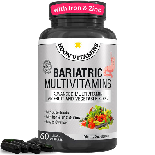 Bottle of bariatric multivitamin with iron and Halal certification