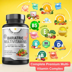 Supplement facts label showing iron and B-vitamins