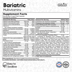 Nutrition facts panel for bariatric vitamin with iron