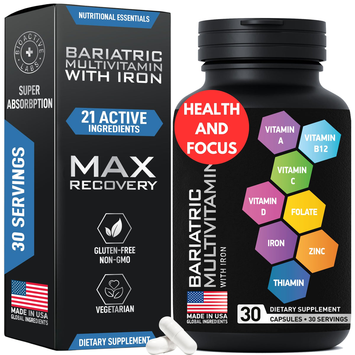 Bariatric multivitamin with iron bottle – one a day – 30 capsules