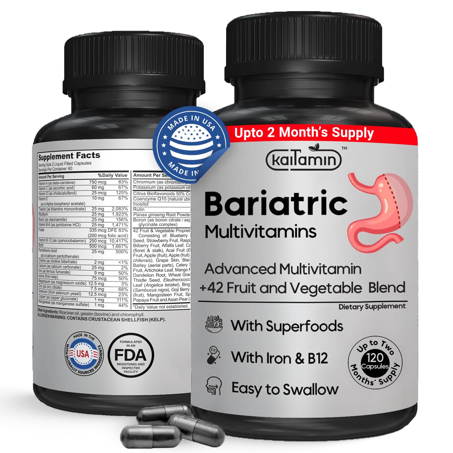 Bariatric Multivitamin with Iron bottle for post-surgery recovery