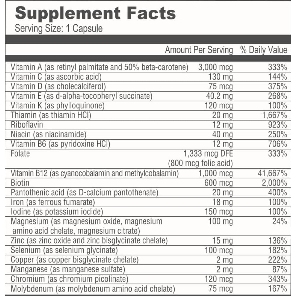 Packaging of BariatricPal Multivitamin ONE 30-count bottle
