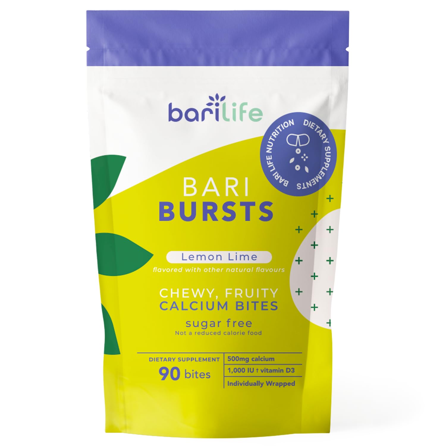 BariBurst Lemon Lime Calcium Citrate Chews bottle label