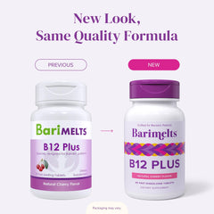 Pouch of BariMelts B12 Plus sugar-free vitamins with natural cherry flavor