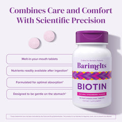 BariMelts Biotin 5000mcg tablets dispensed on a spoon