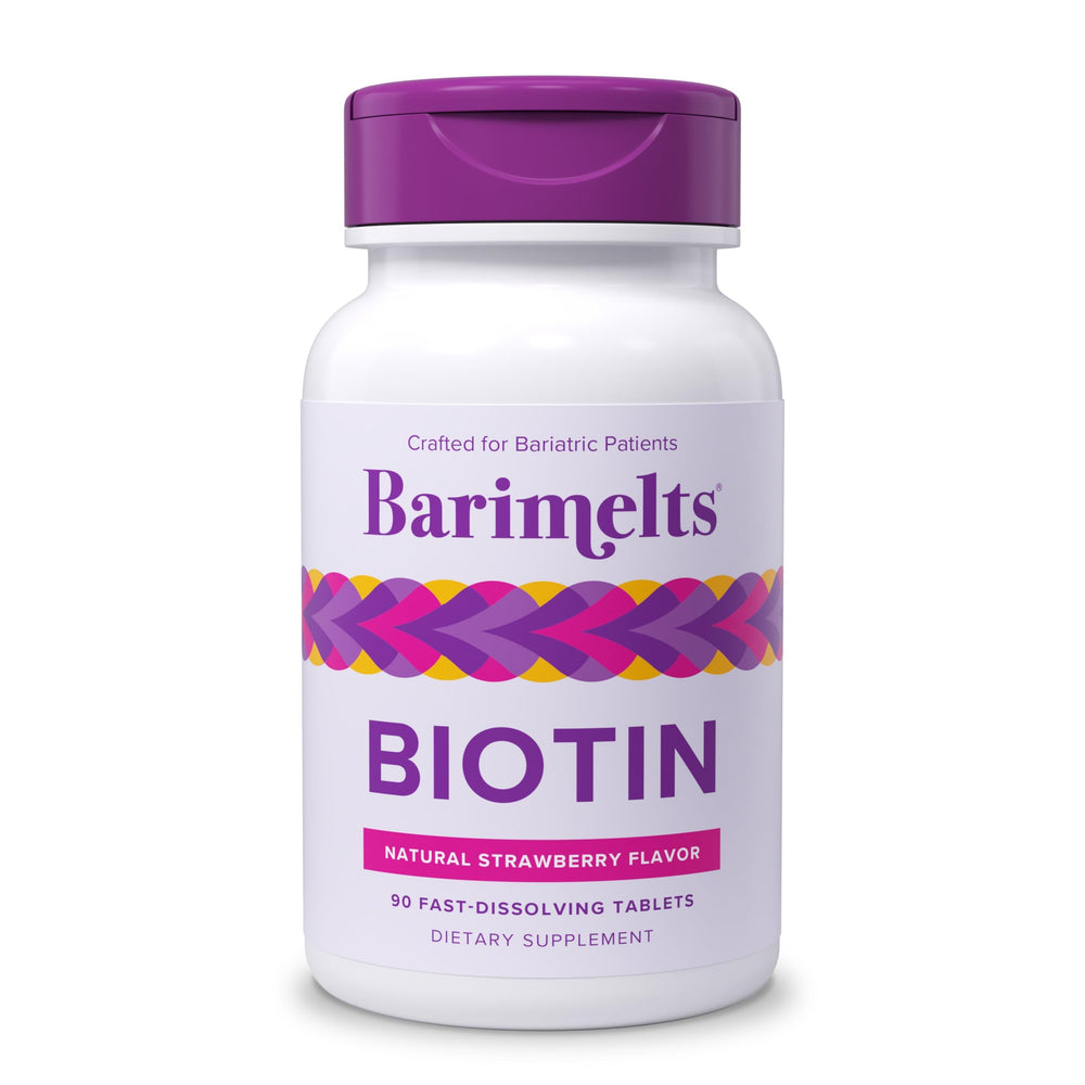 BariMelts Biotin 5000mcg strawberry-flavor tablets - front view