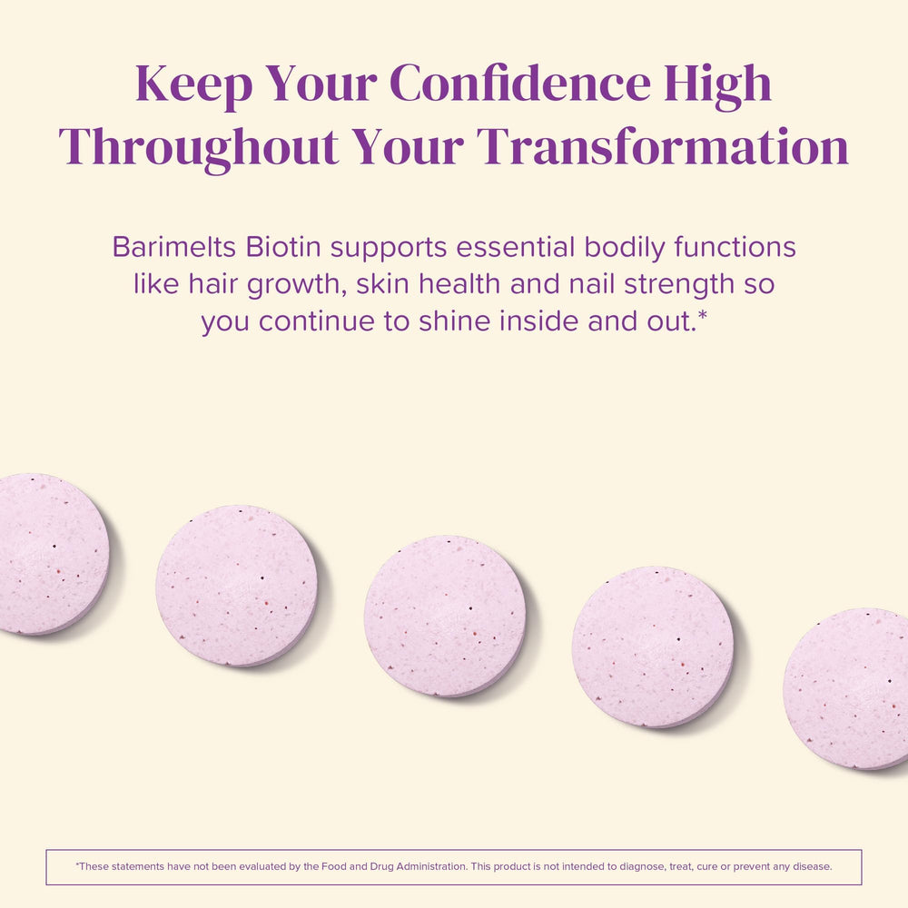Sugar-free BariMelts Biotin 5000mcg label highlighting sugar-free