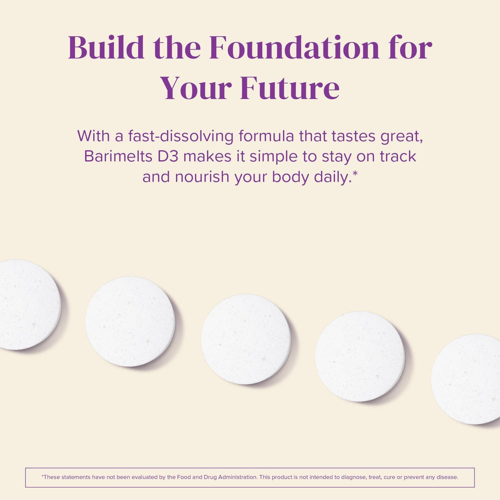 BariMelts next to a coin to show tablet size and portable convenience