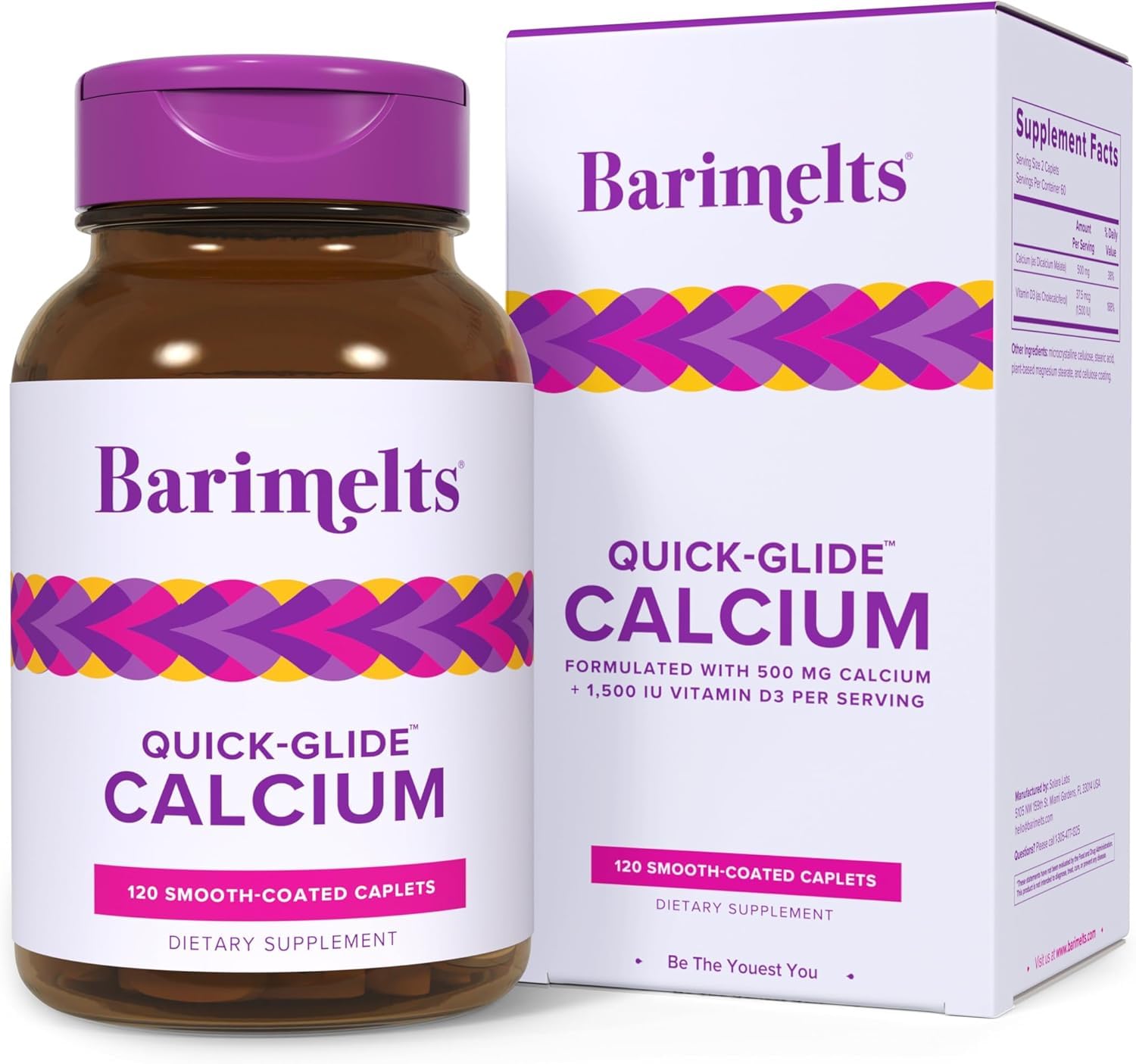 Barimelts Quick-Glide Calcium caplets – 500 mg calcium per serving
